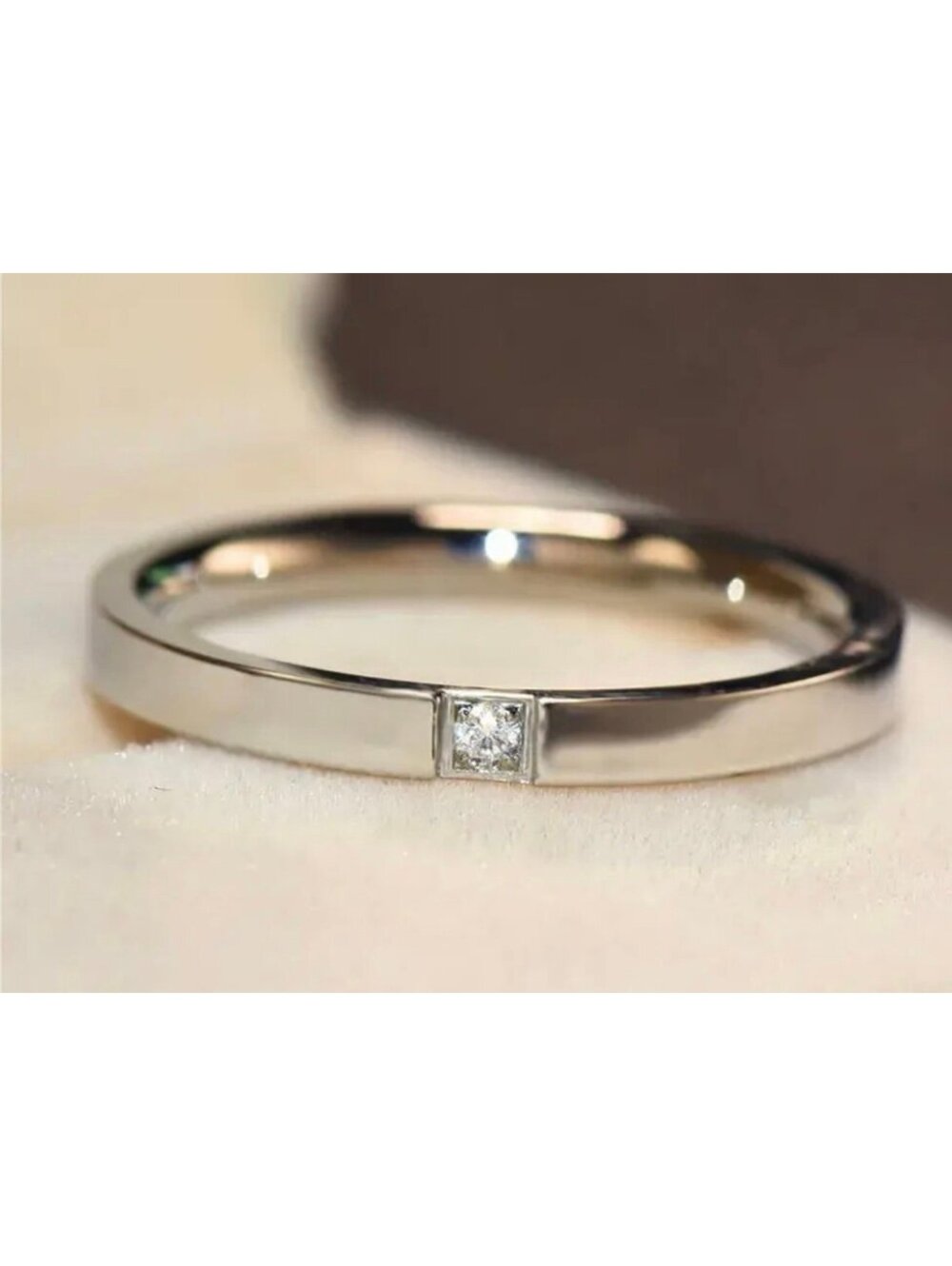 New - Titanium Steel Ring Inlaid With Zirconia - Size 7